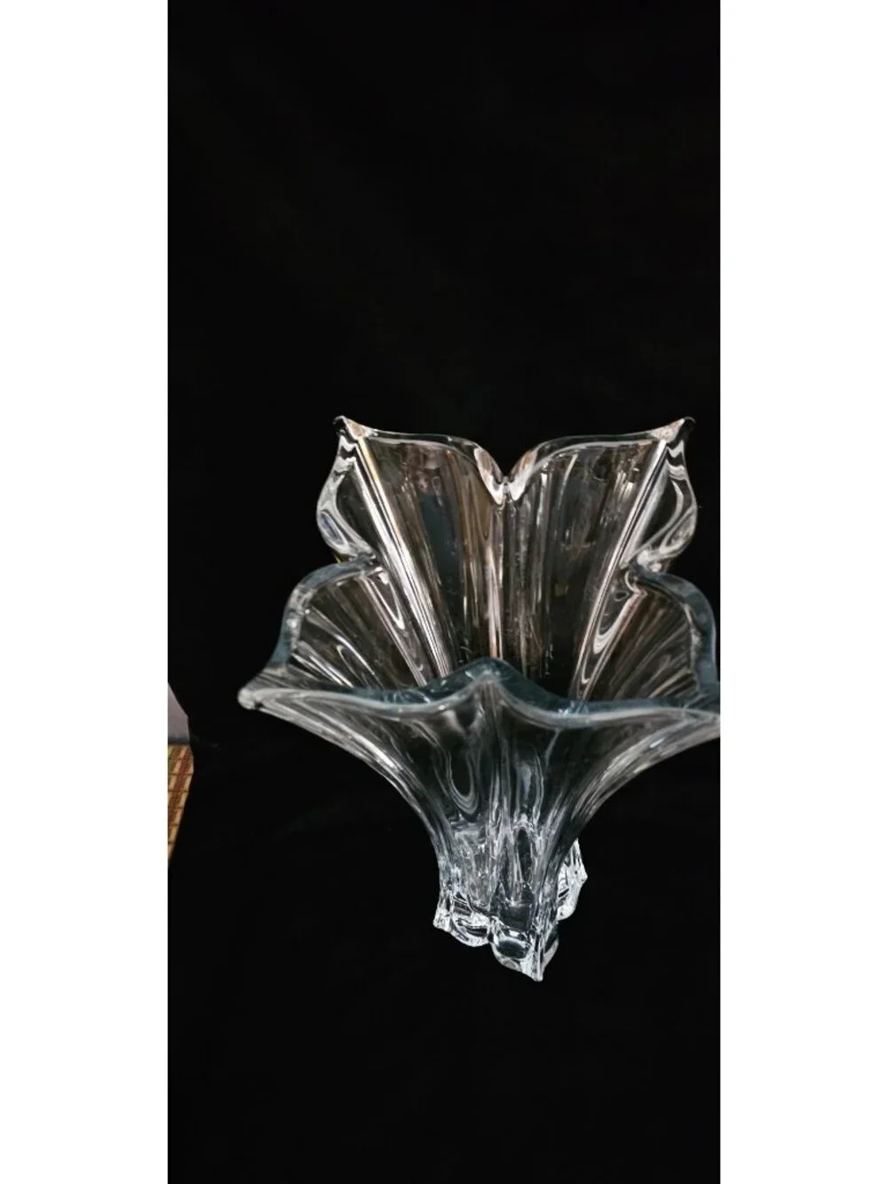 Vintage Mikasa Clear Crystal Fluted Vase 14